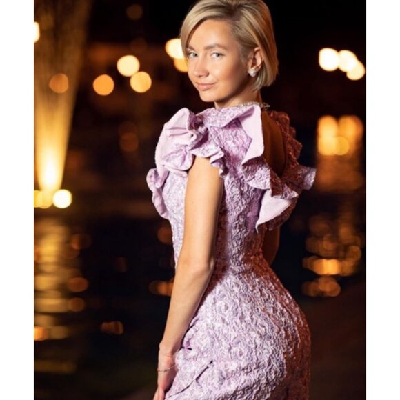 Zara Shimmery Lilac Ruffled Mini Dress Size XS - Picture 8 of 13